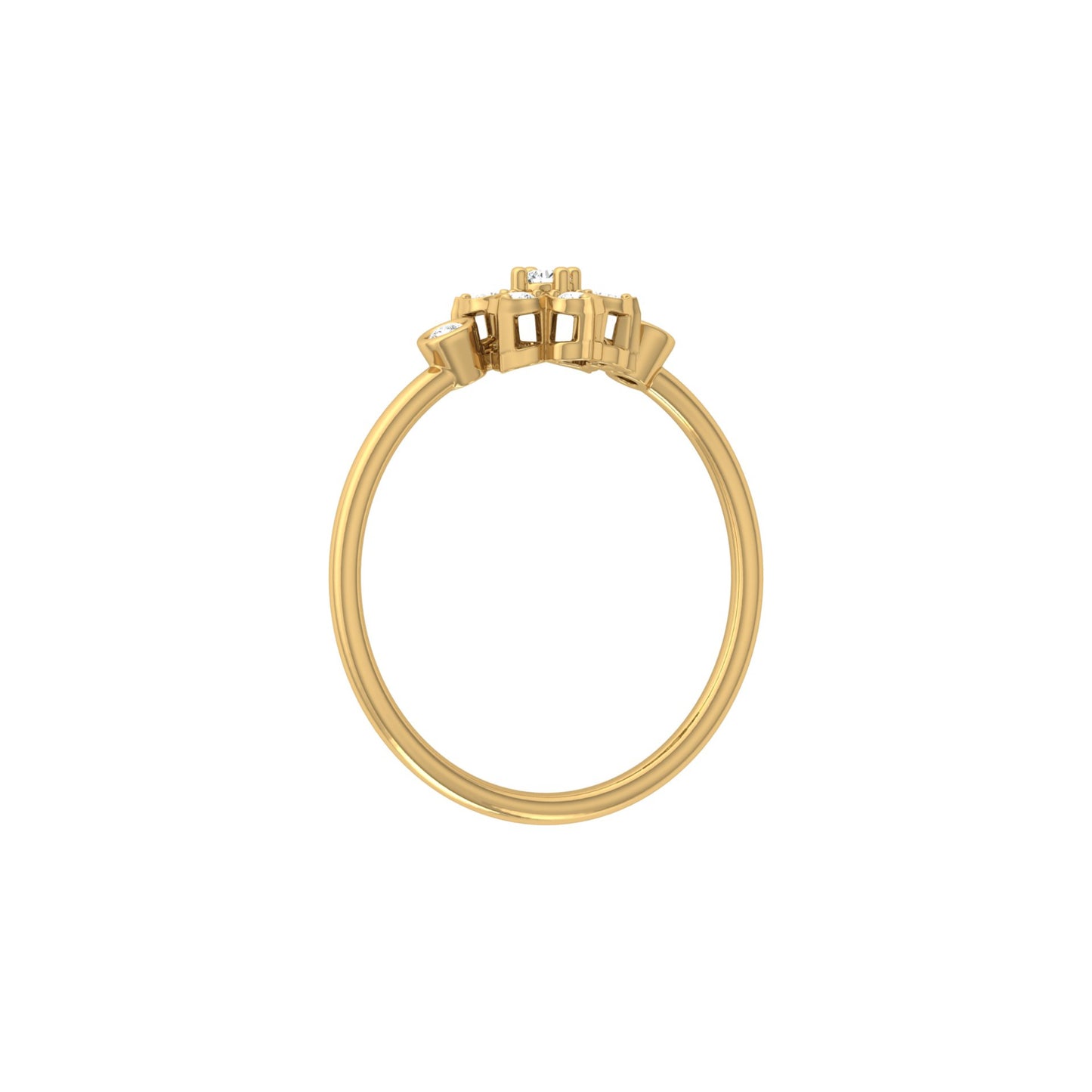 0.14 CT Round Cut Bezel Set Floral Wedding Ring Nature-Inspired Jewelry For Women's