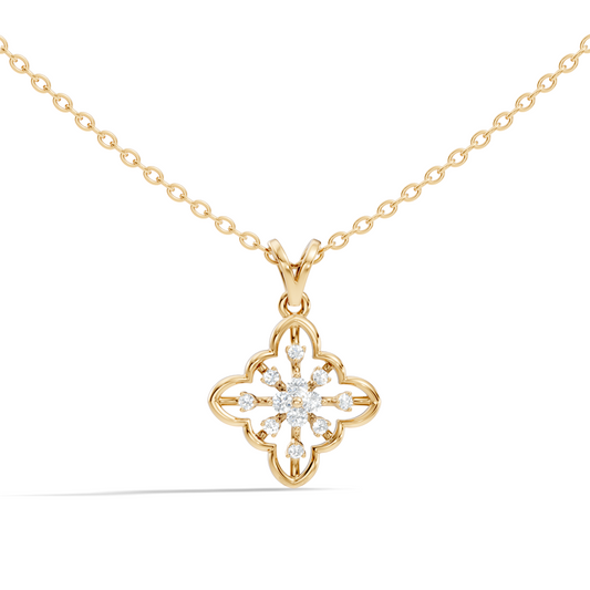 0.14 Carat Round Cut Diamond Pendant in 18K Solid Yellow Gold Perfect Gift for Her