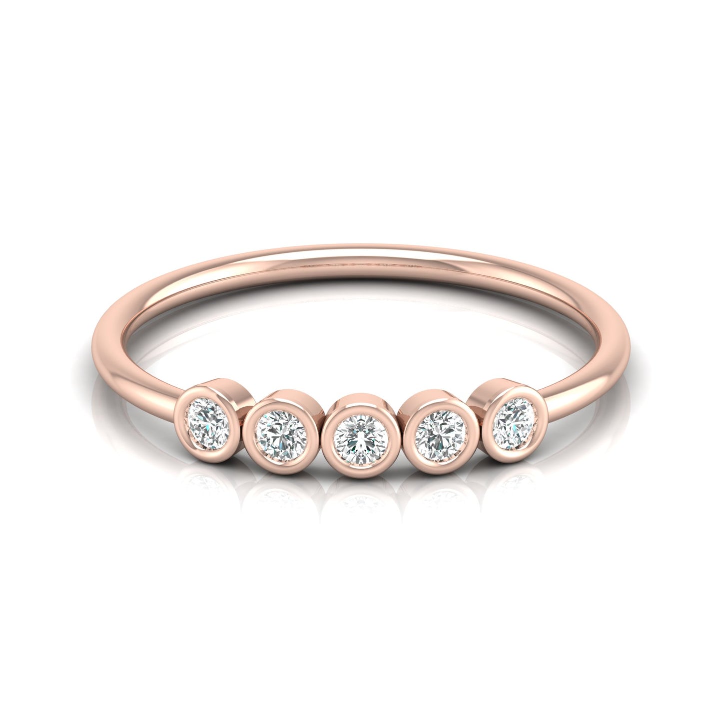 0.15 CT Bezel Set Round Diamond Engagement Ring for Her In 14KT Gold Plated Minimalist Style Lab Grown or Natural - HIGHCARAT DIAMONDS