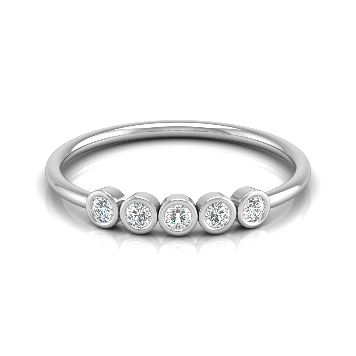 0.15 CT Bezel Set Round Diamond Engagement Ring for Her In 14KT Gold Plated Minimalist Style Lab Grown or Natural - HIGHCARAT DIAMONDS