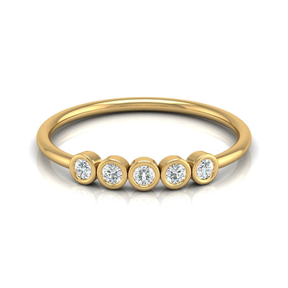 0.15 CT Bezel Set Round Diamond Engagement Ring for Her In 14KT Gold Plated Minimalist Style Lab Grown or Natural - HIGHCARAT DIAMONDS