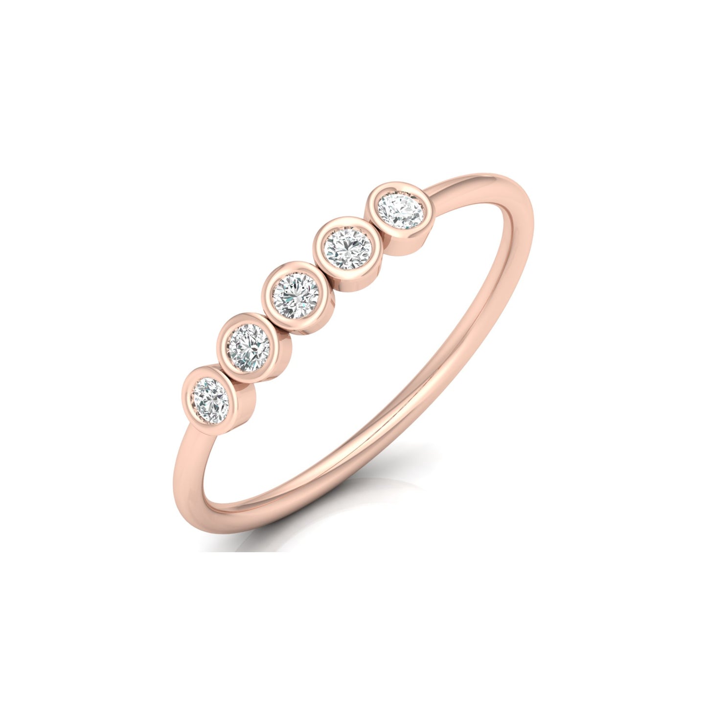 0.15 CT Bezel Set Round Diamond Engagement Ring for Her In 14KT Gold Plated Minimalist Style Lab Grown or Natural - HIGHCARAT DIAMONDS