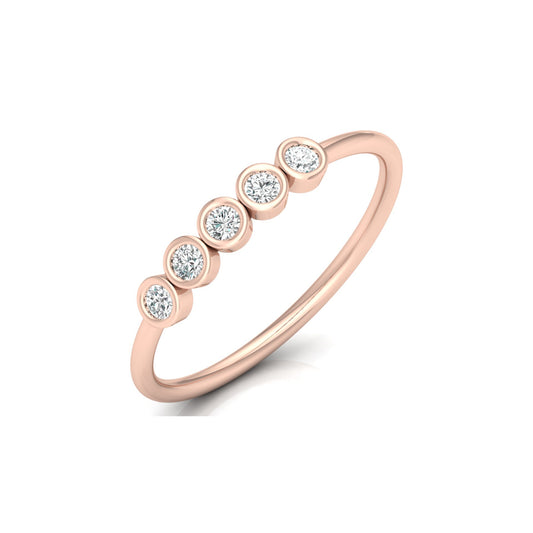 0.15 CT Bezel Set Round Diamond Engagement Ring for Her In 14KT Gold Plated Minimalist Style Lab Grown or Natural - HIGHCARAT DIAMONDS
