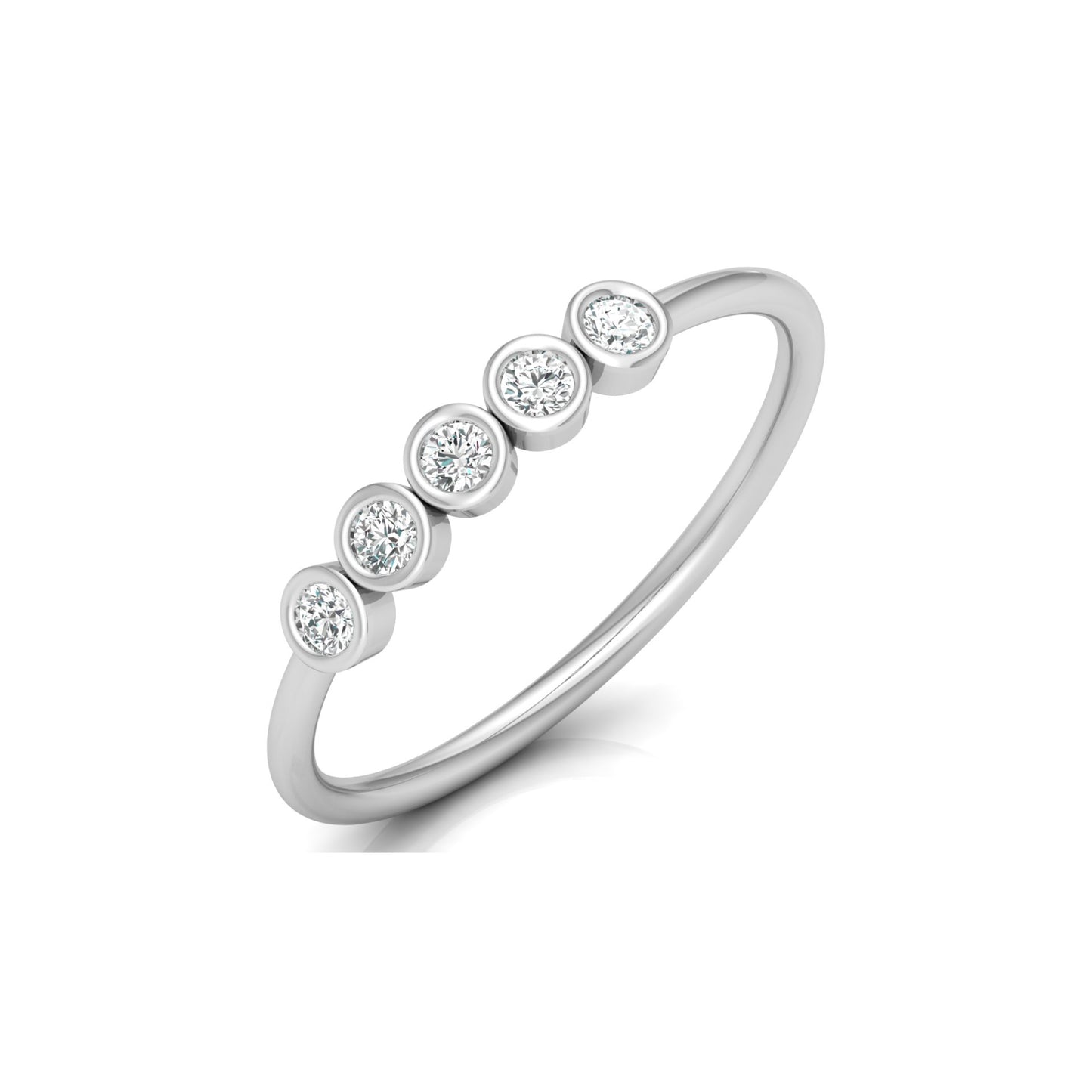 0.15 CT Bezel Set Round Diamond Engagement Ring for Her In 14KT Gold Plated Minimalist Style Lab Grown or Natural - HIGHCARAT DIAMONDS