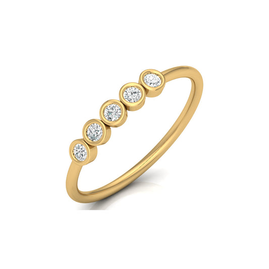 0.15 CT Bezel Set Round Diamond Engagement Ring for Her In 14KT Gold Plated Minimalist Style Lab Grown or Natural - HIGHCARAT DIAMONDS
