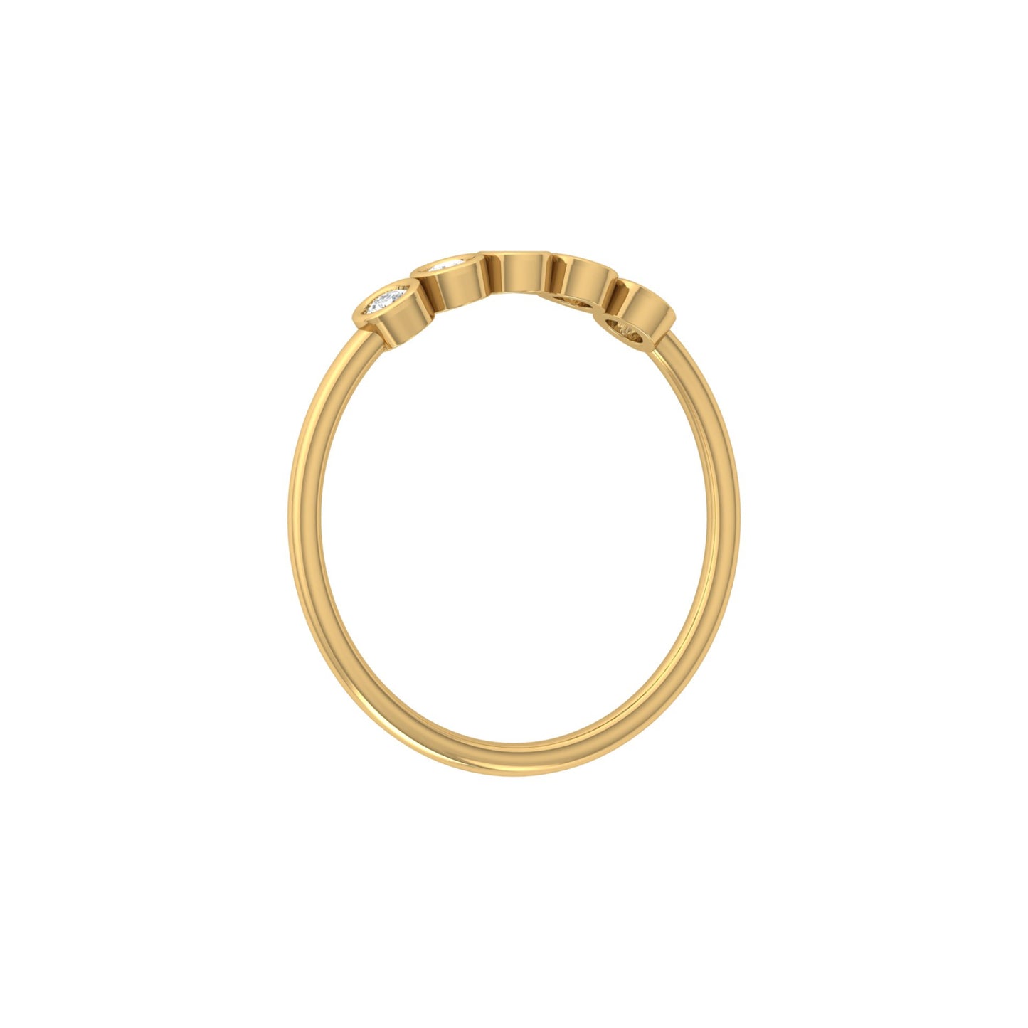 0.15 CT Bezel Set Round Diamond Engagement Ring for Her In 14KT Gold Plated Minimalist Style Lab Grown or Natural - HIGHCARAT DIAMONDS
