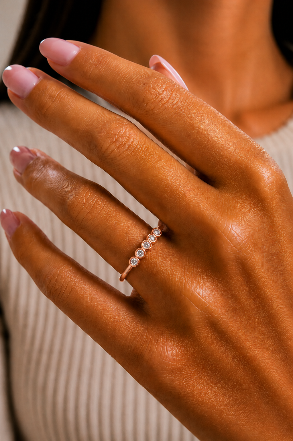 0.15 CT Bezel Set Round Diamond Engagement Ring for Her In 14KT Gold Plated Minimalist Style Lab Grown or Natural - HIGHCARAT DIAMONDS