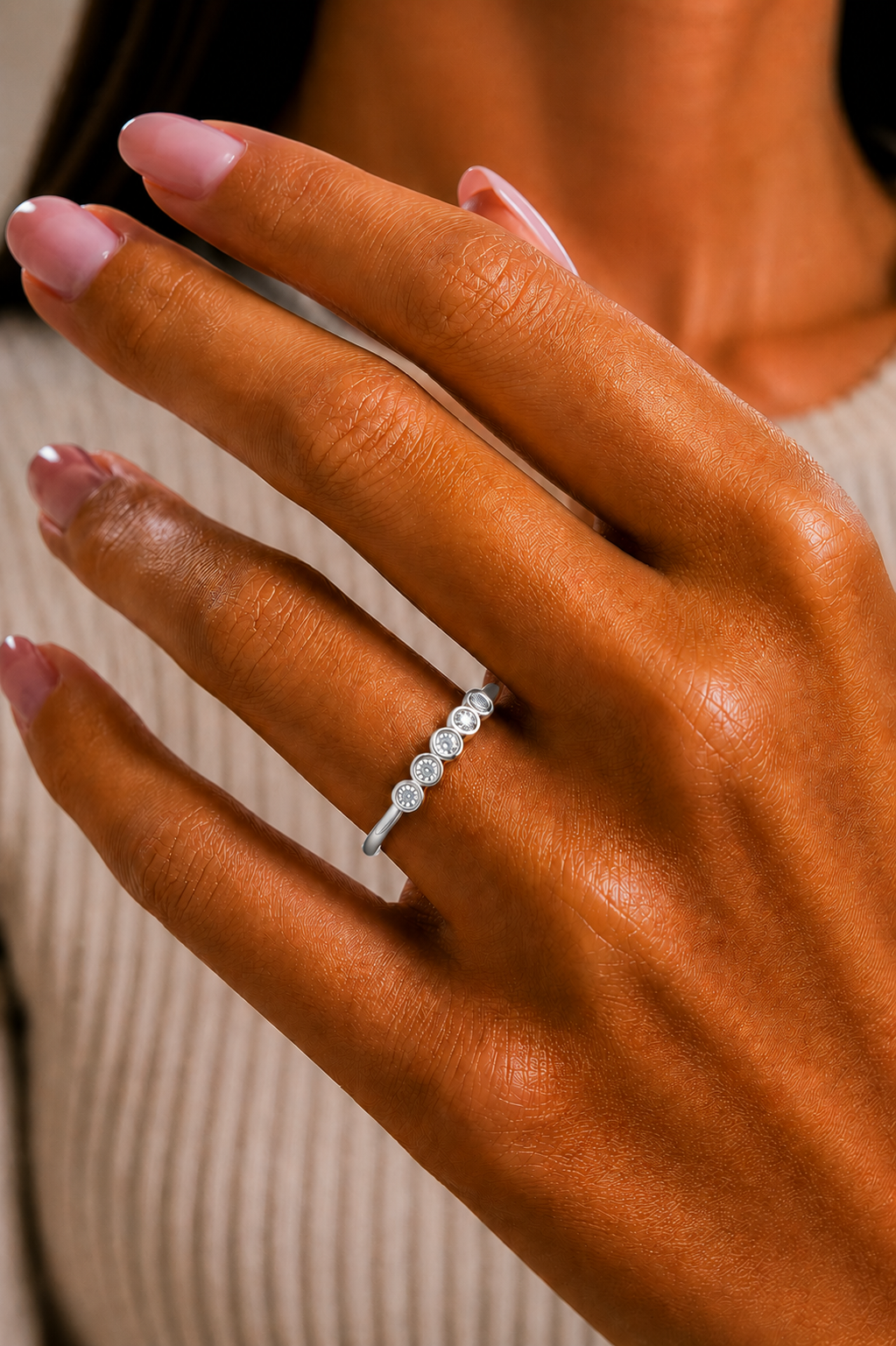 0.15 CT Bezel Set Round Diamond Engagement Ring for Her In 14KT Gold Plated Minimalist Style Lab Grown or Natural - HIGHCARAT DIAMONDS
