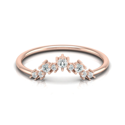 0.15 CT Round Shaped Diamond  V Half Eternity Wedding Band Ring For women's In 14K Solid Gold - HIGHCARAT DIAMONDS