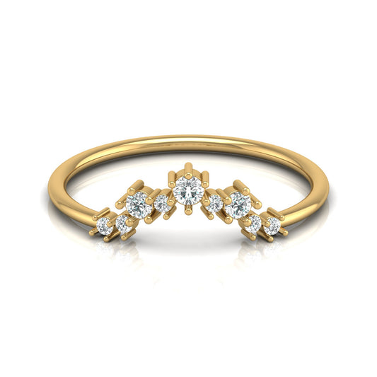 0.15 CT Round Shaped Diamond  V Half Eternity Wedding Band Ring For women's In 14K Solid Gold - HIGHCARAT DIAMONDS