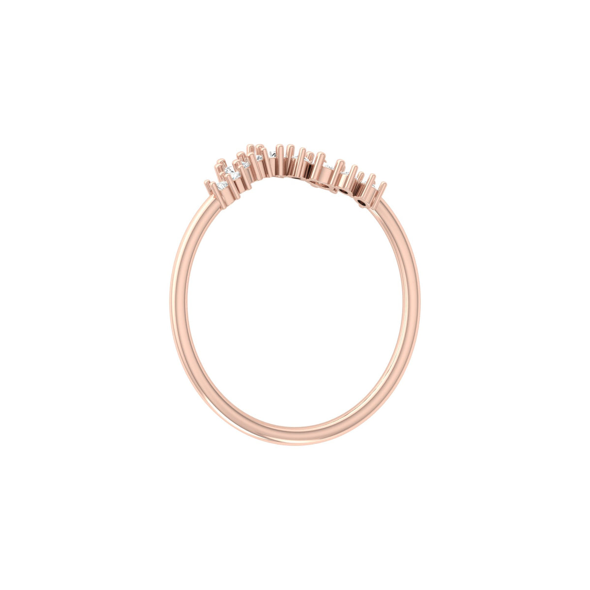 0.15 CT Round Shaped Diamond  V Half Eternity Wedding Band Ring For women's In 14K Solid Gold - HIGHCARAT DIAMONDS