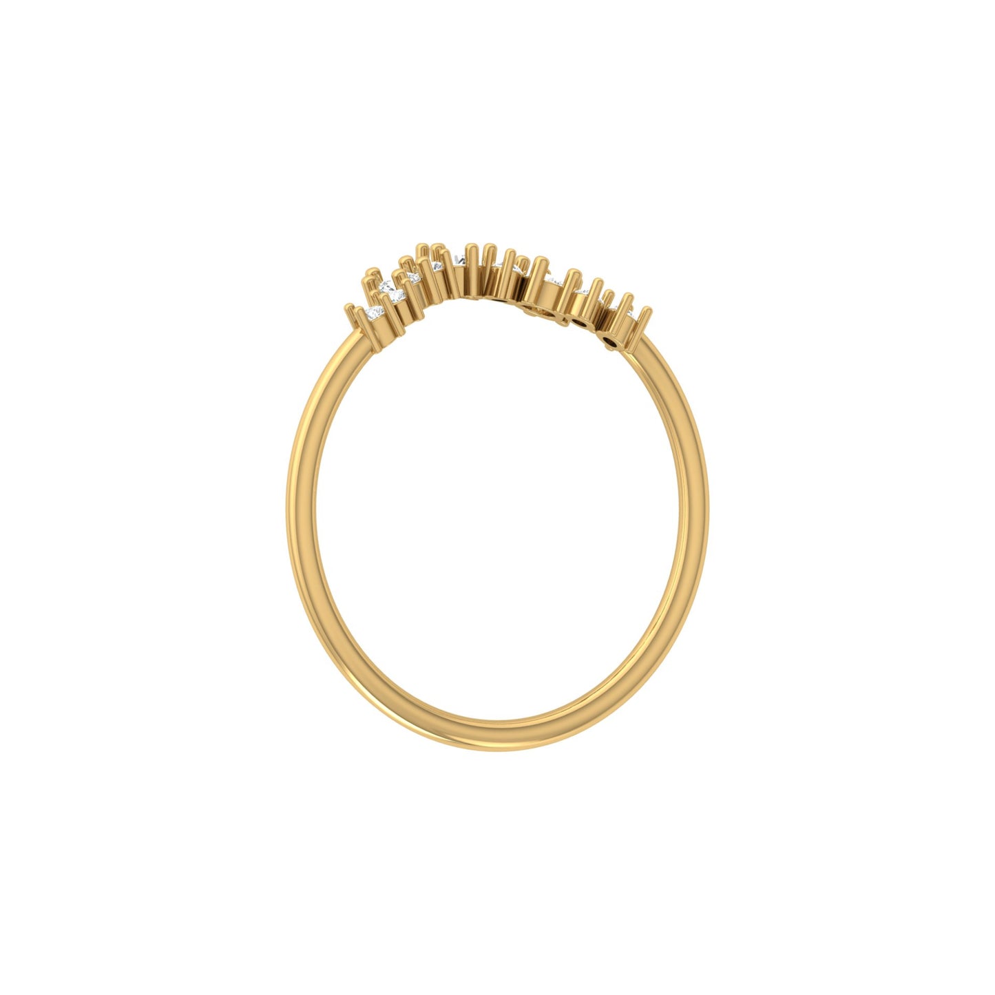 0.15 CT Round Shaped Diamond  V Half Eternity Wedding Band Ring For women's In 14K Solid Gold - HIGHCARAT DIAMONDS