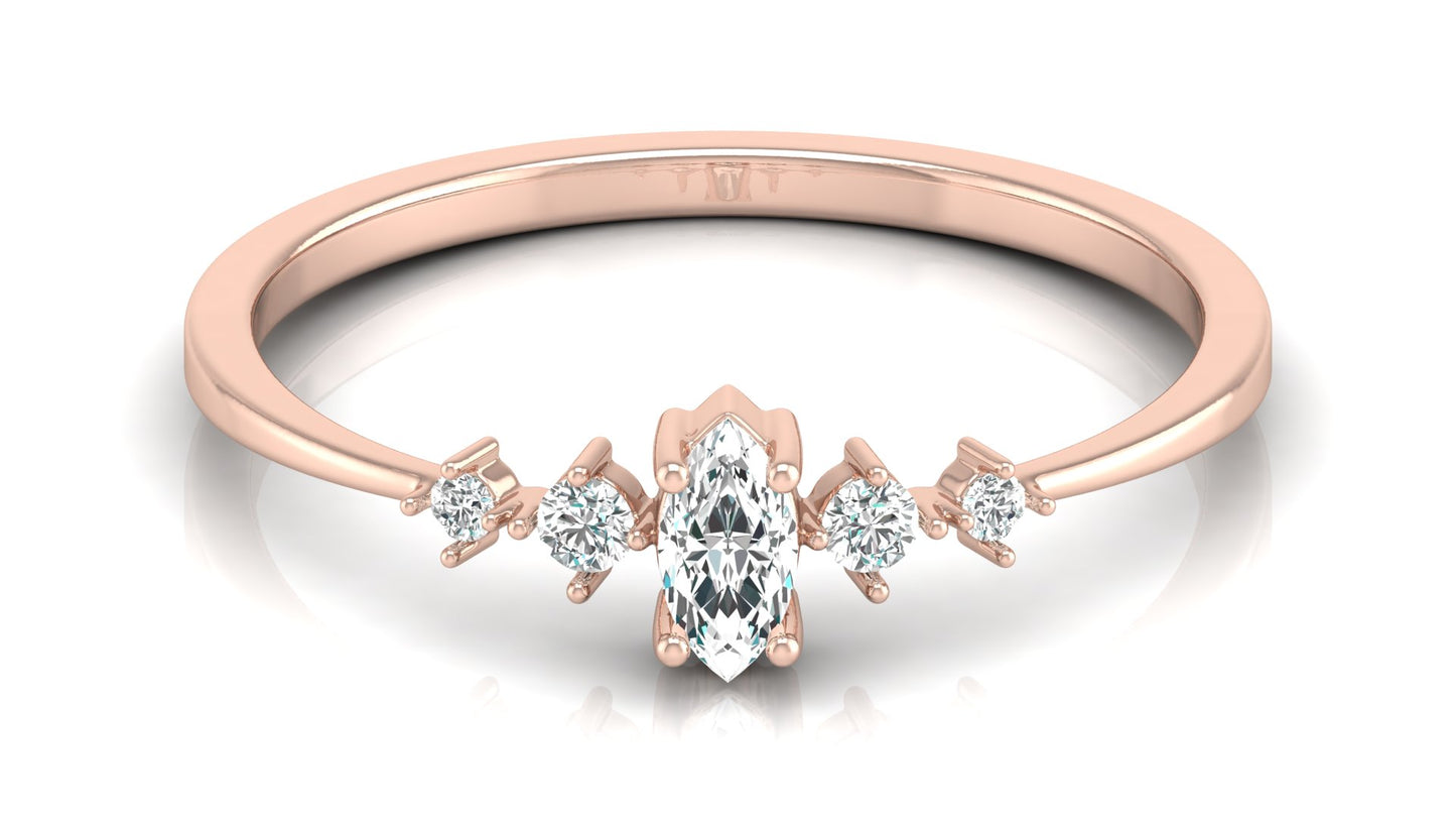 0.16 CT Round And Marquise Lab OR Natural Diamond Band Ring Anniversary Special - HIGHCARAT DIAMONDS