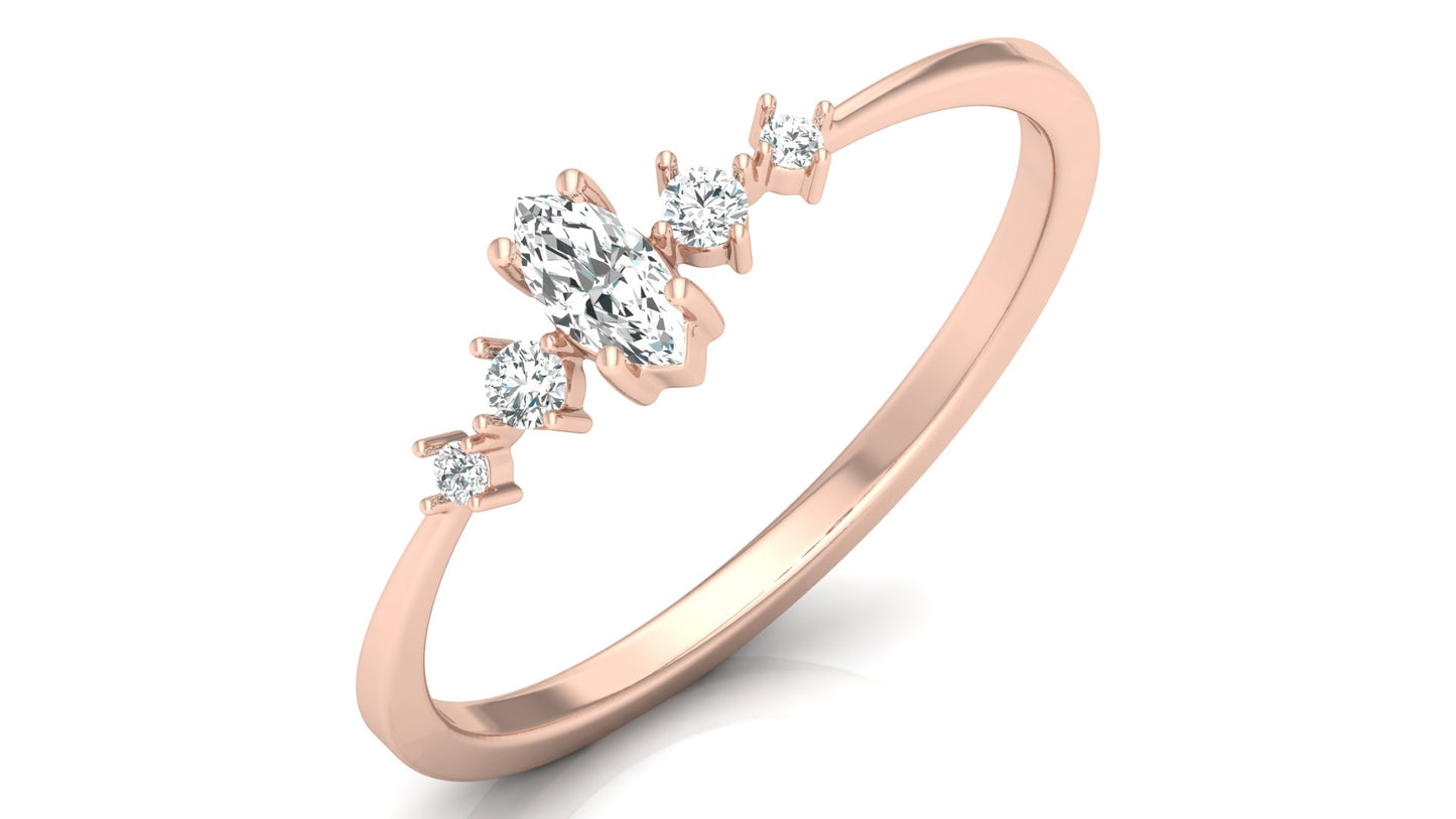 0.16 CT Round And Marquise Lab OR Natural Diamond Band Ring Anniversary Special - HIGHCARAT DIAMONDS