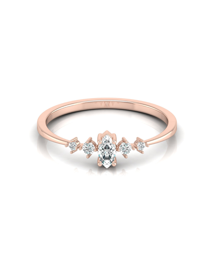 0.16 CT Round And Marquise Lab OR Natural Diamond Band Ring Anniversary Special - HIGHCARAT DIAMONDS