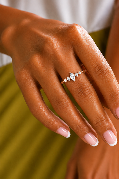 0.16 CT Round And Marquise Lab OR Natural Diamond Band Ring Anniversary Special - HIGHCARAT DIAMONDS