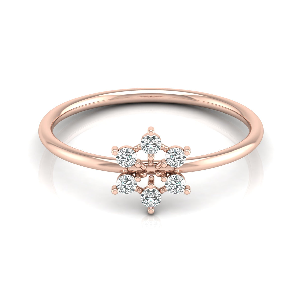 0.16 Carat Floral Diamond Wedding Ring Affordable Round Diamond Band for Women in Solid Gold - HIGHCARAT DIAMONDS