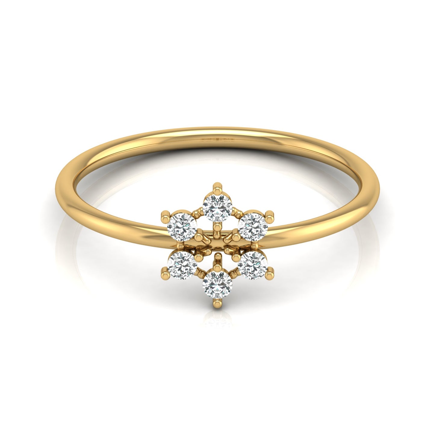 0.16 Carat Floral Diamond Wedding Ring Affordable Round Diamond Band for Women in Solid Gold - HIGHCARAT DIAMONDS