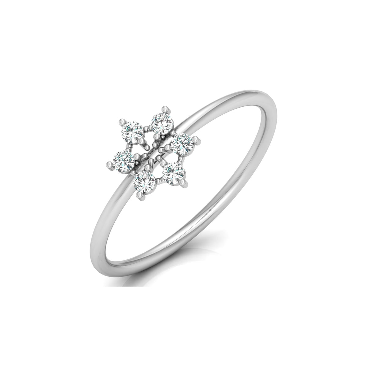 0.16 Carat Floral Diamond Wedding Ring Affordable Round Diamond Band for Women in Solid Gold - HIGHCARAT DIAMONDS