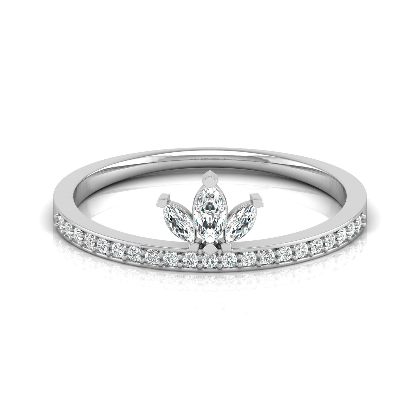 0.17 CT Dainty Crystal Tiara Crown Wedding Ring for Her Elegant Bridal Band In Natural And Labgrown Diamonds - HIGHCARAT DIAMONDS
