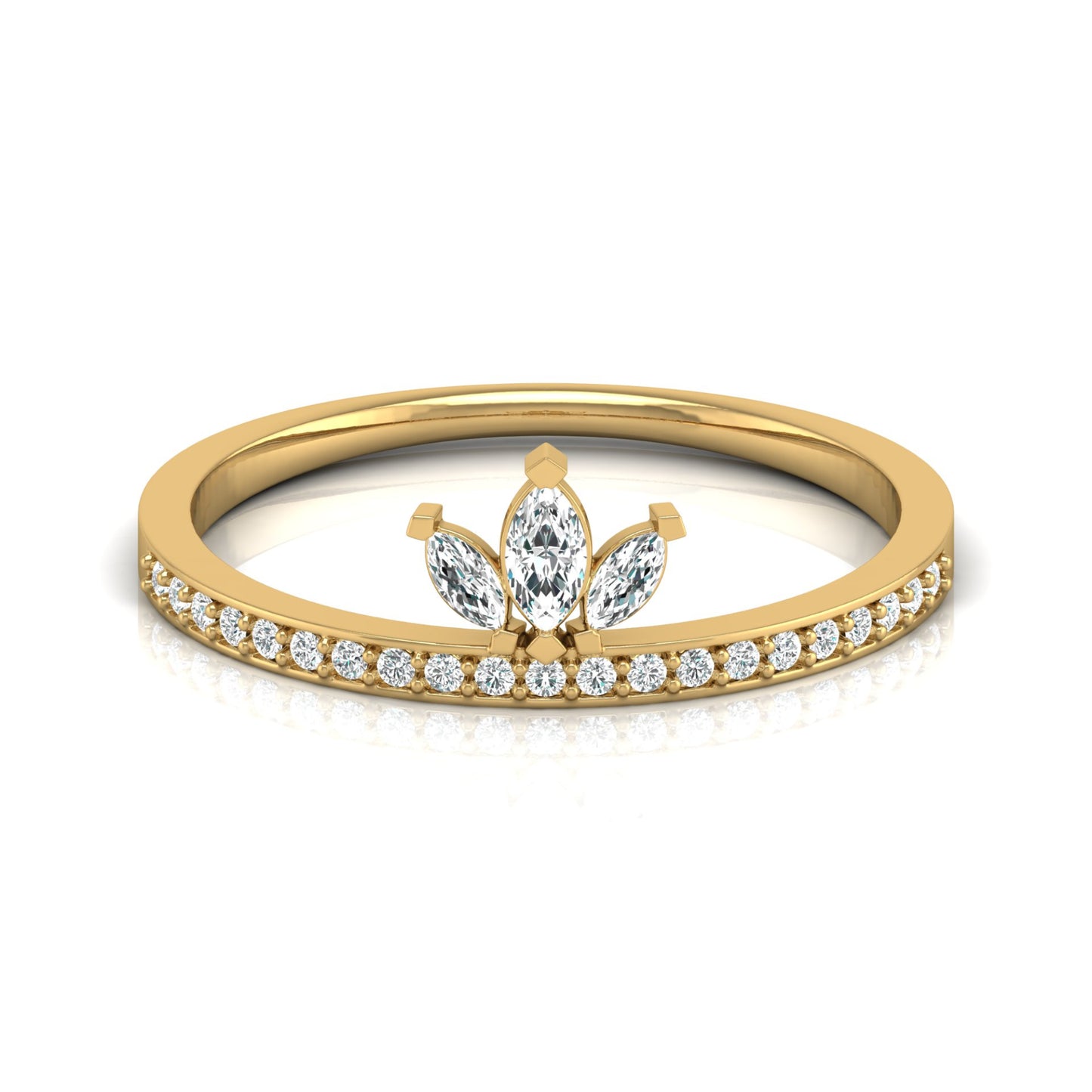 0.17 CT Dainty Crystal Tiara Crown Wedding Ring for Her Elegant Bridal Band In Natural And Labgrown Diamonds - HIGHCARAT DIAMONDS