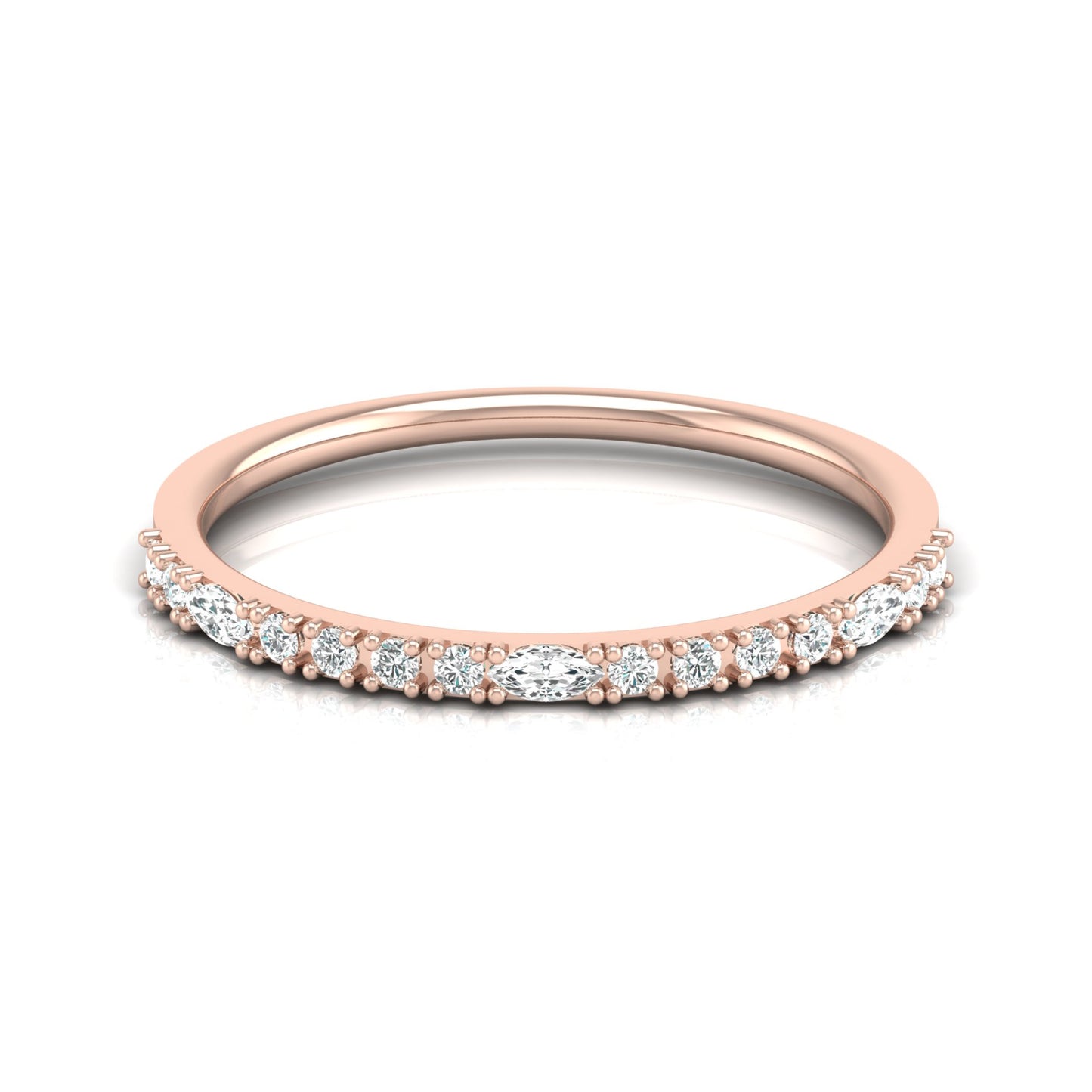 0.17 CT Round And Marquise Shaped Half Eternity Wedding Band Ring For Women's - HIGHCARAT DIAMONDS