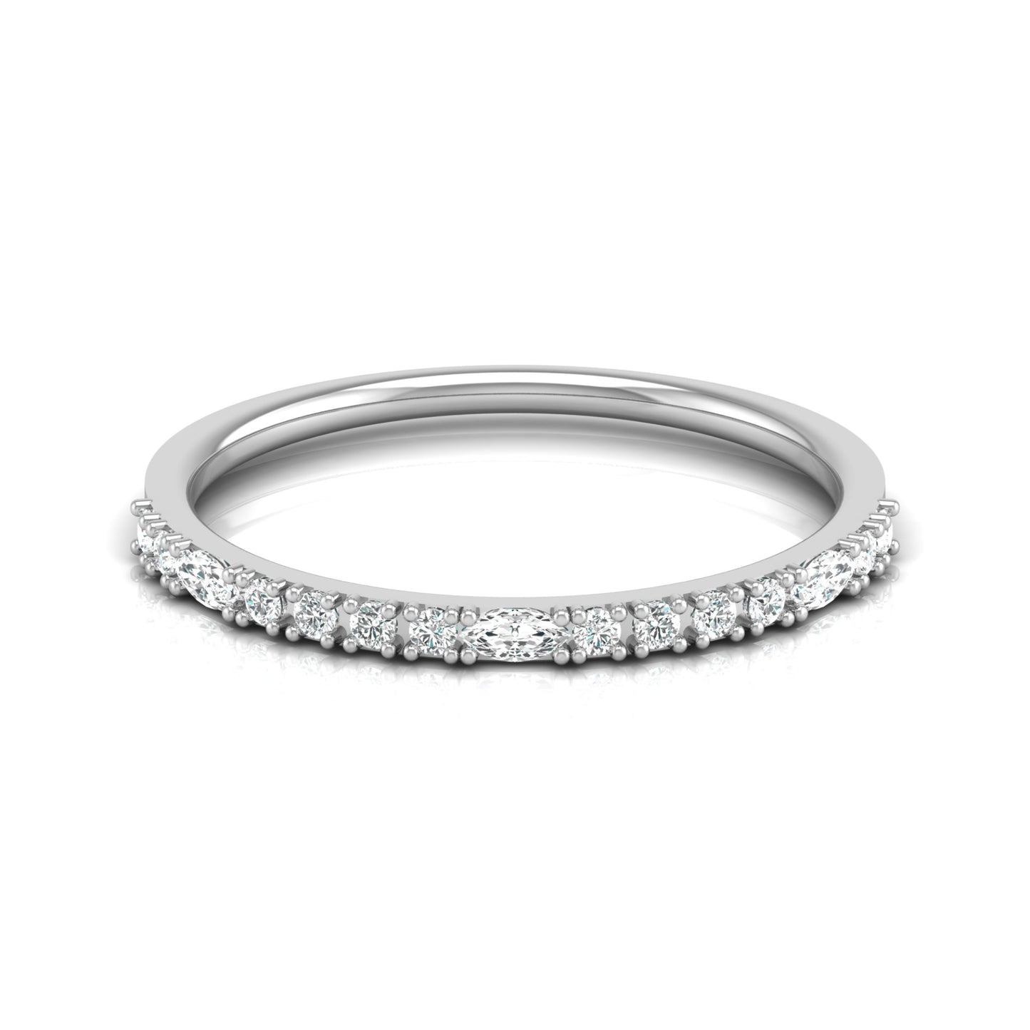 0.17 CT Round And Marquise Shaped Half Eternity Wedding Band Ring For Women's - HIGHCARAT DIAMONDS
