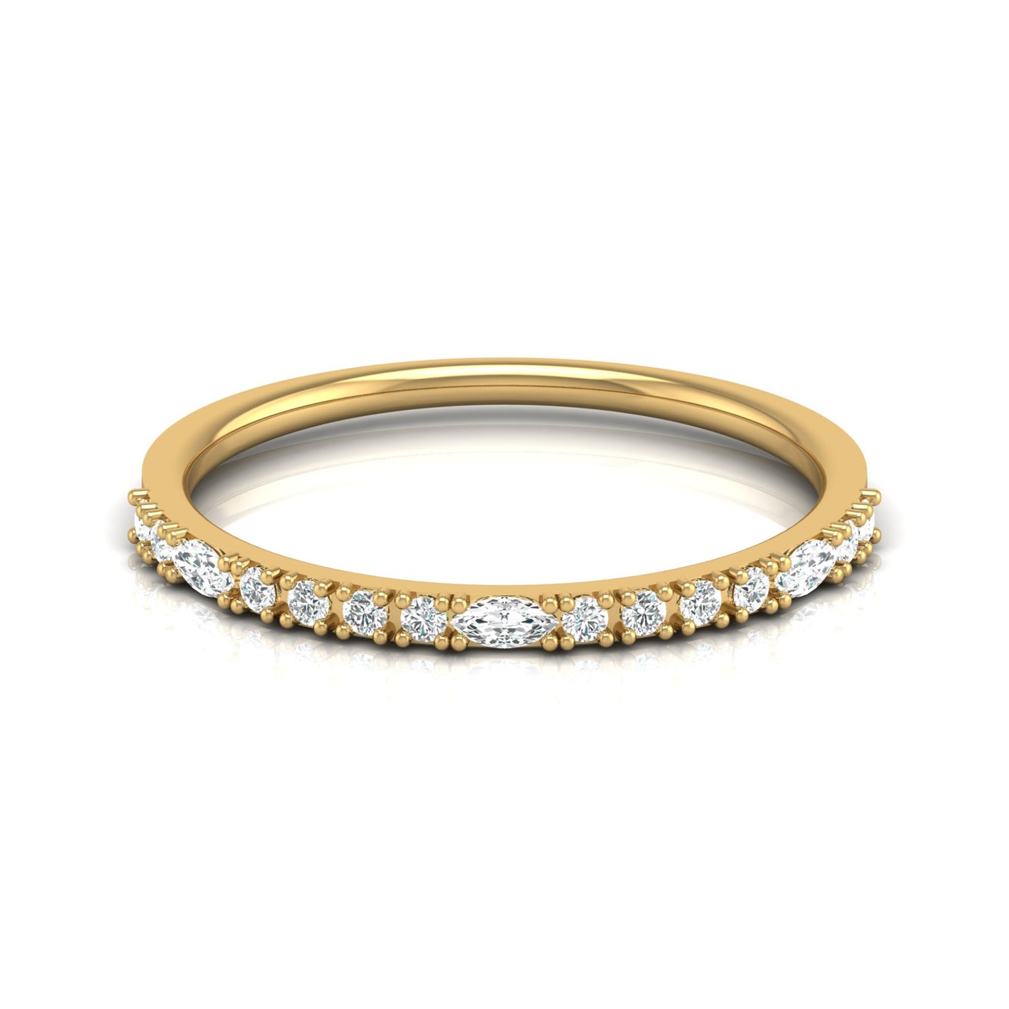 0.17 CT Round And Marquise Shaped Half Eternity Wedding Band Ring For Women's - HIGHCARAT DIAMONDS