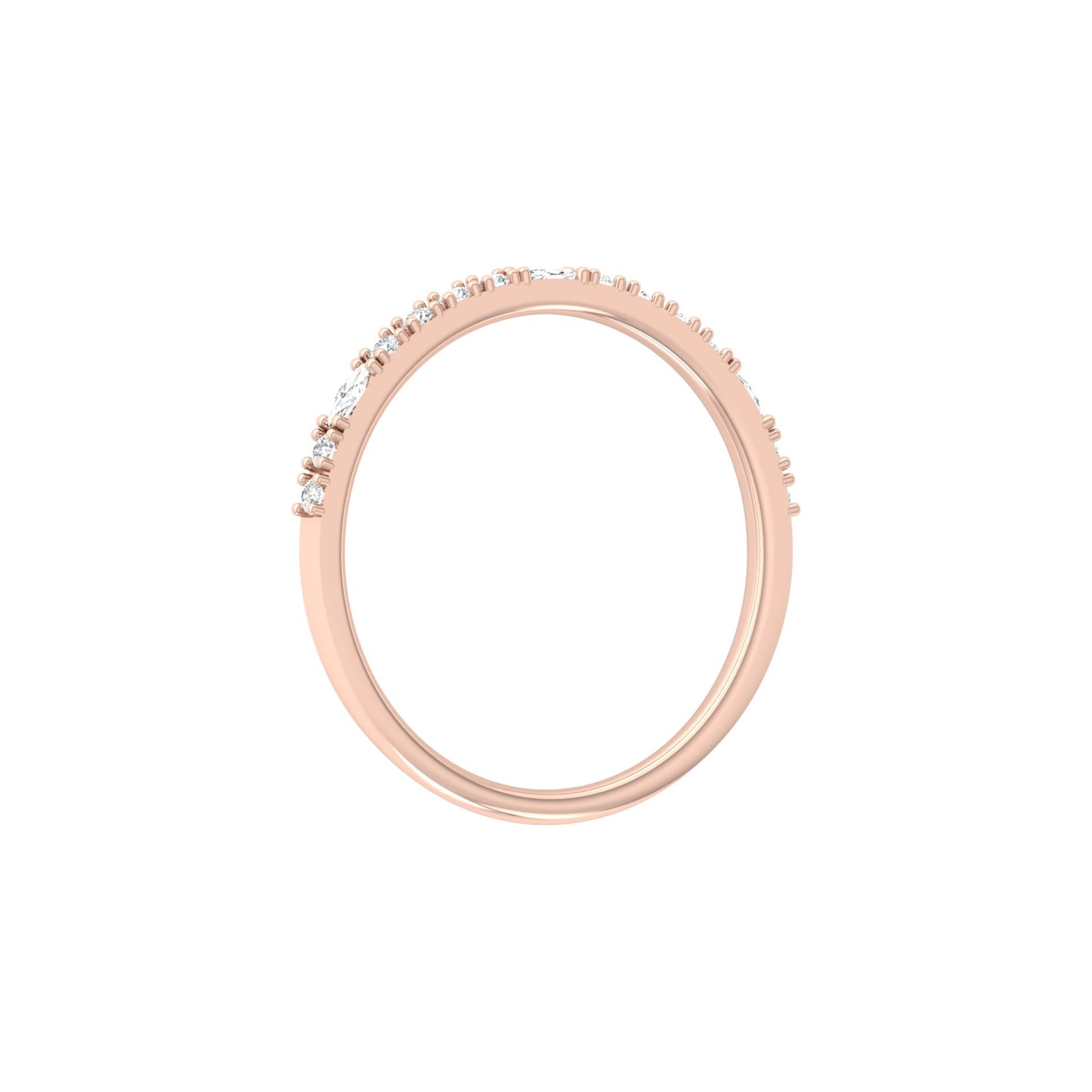 0.17 CT Round And Marquise Shaped Half Eternity Wedding Band Ring For Women's - HIGHCARAT DIAMONDS