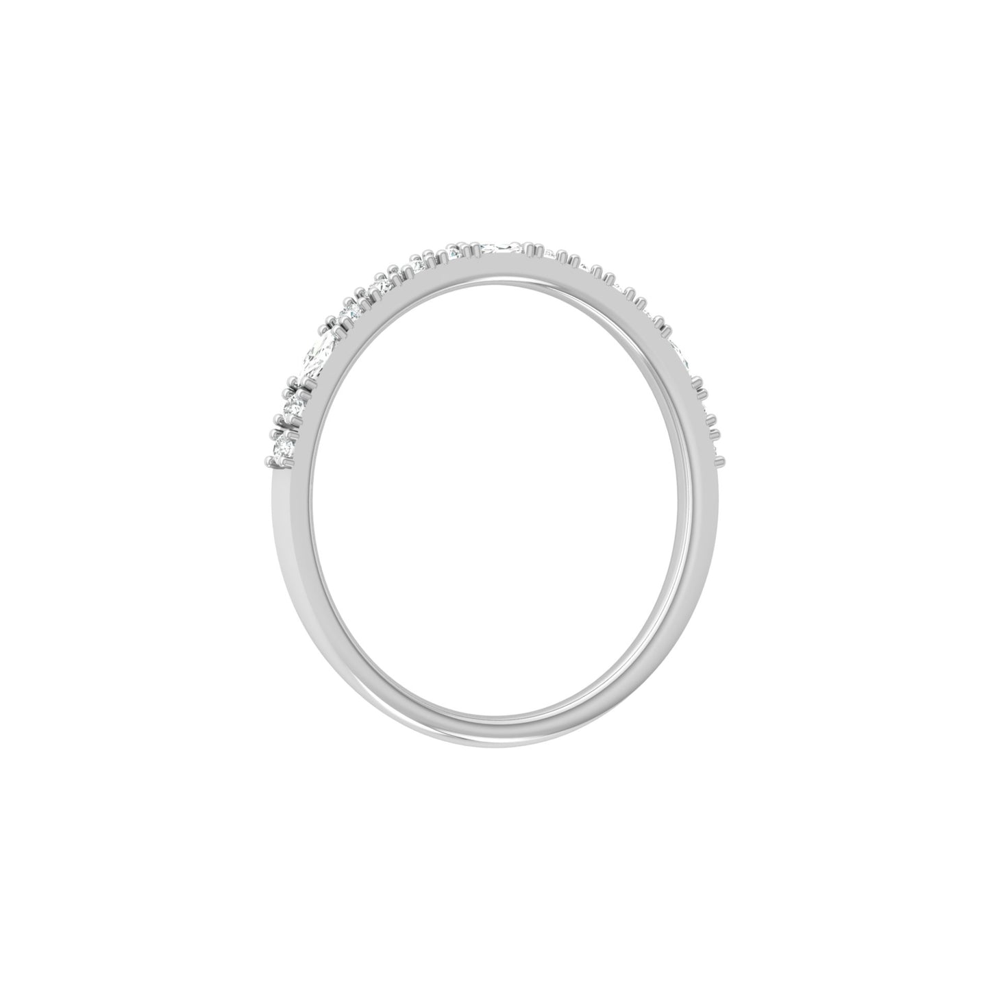 0.17 CT Round And Marquise Shaped Half Eternity Wedding Band Ring For Women's - HIGHCARAT DIAMONDS