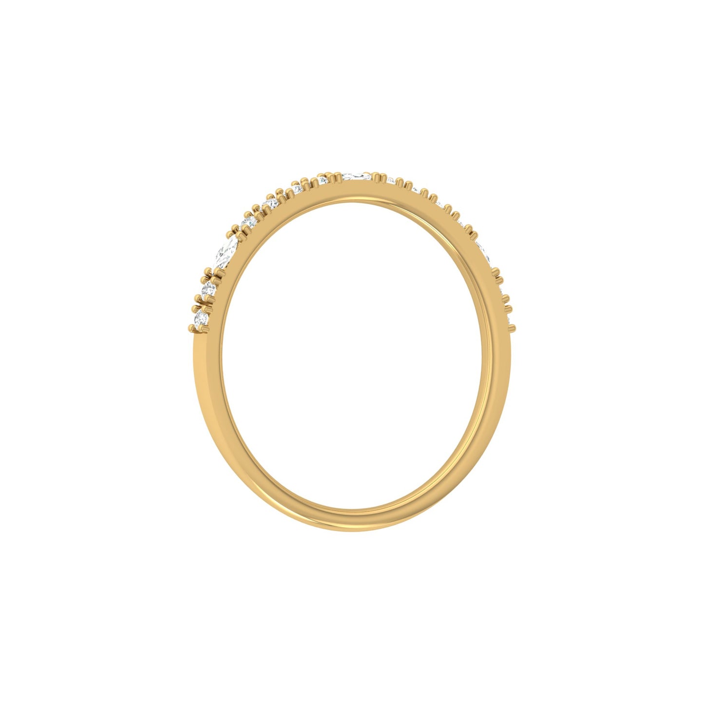 0.17 CT Round And Marquise Shaped Half Eternity Wedding Band Ring For Women's - HIGHCARAT DIAMONDS