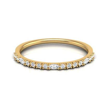 0.17 CT Round And Marquise Shaped Half Eternity Wedding Band Ring For Women's - HIGHCARAT DIAMONDS