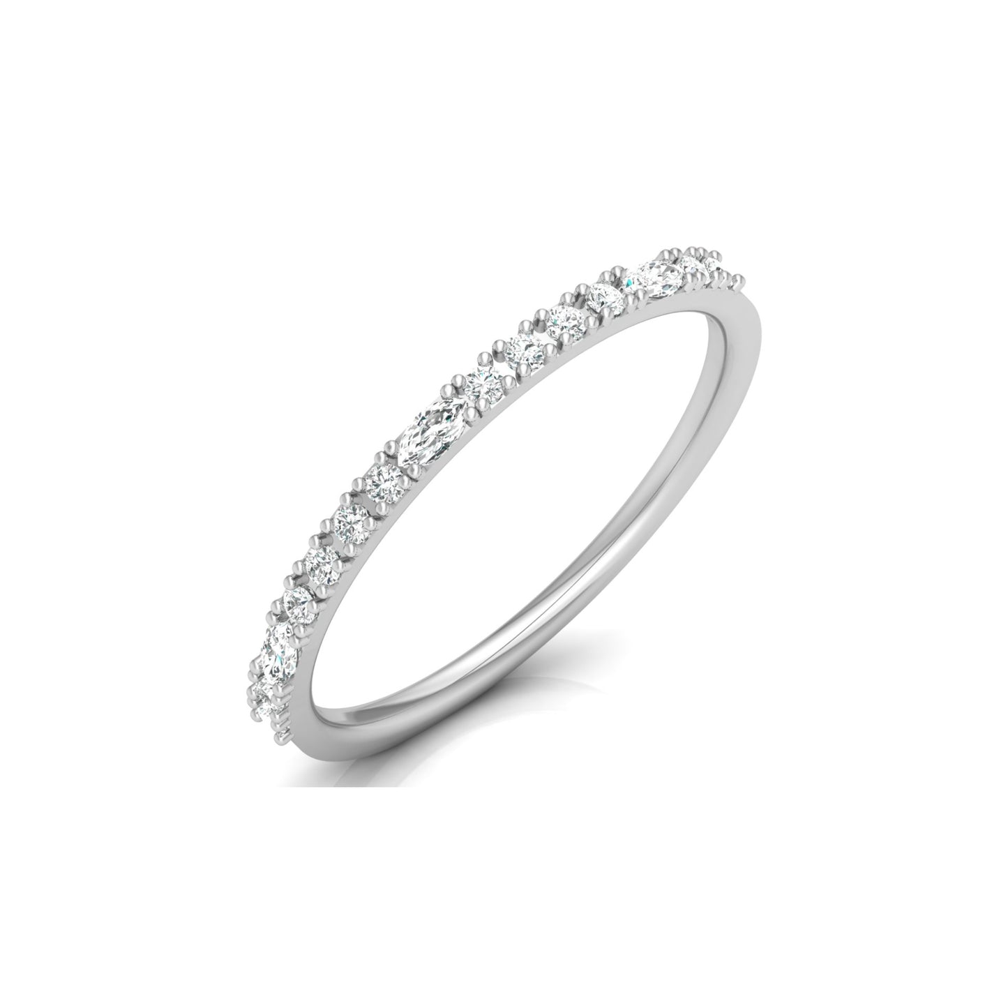 0.17 CT Round And Marquise Shaped Half Eternity Wedding Band Ring For Women's - HIGHCARAT DIAMONDS