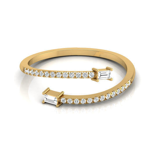 0.18 CT Baguette And Round Cut Open Cuff Engagement Ring For Women's - HIGHCARAT DIAMONDS
