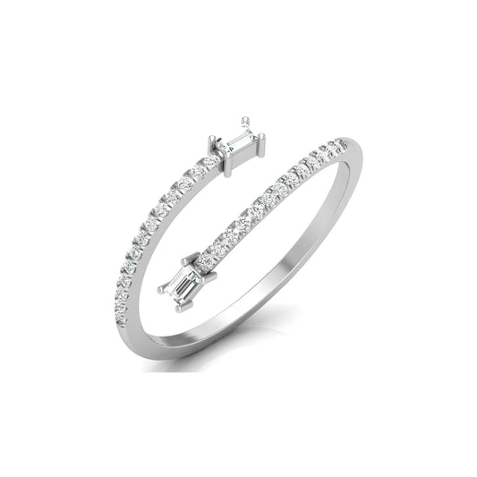 0.18 CT Baguette And Round Cut Open Cuff Engagement Ring For Women's - HIGHCARAT DIAMONDS