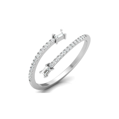 0.18 CT Baguette And Round Cut Open Cuff Engagement Ring For Women's - HIGHCARAT DIAMONDS