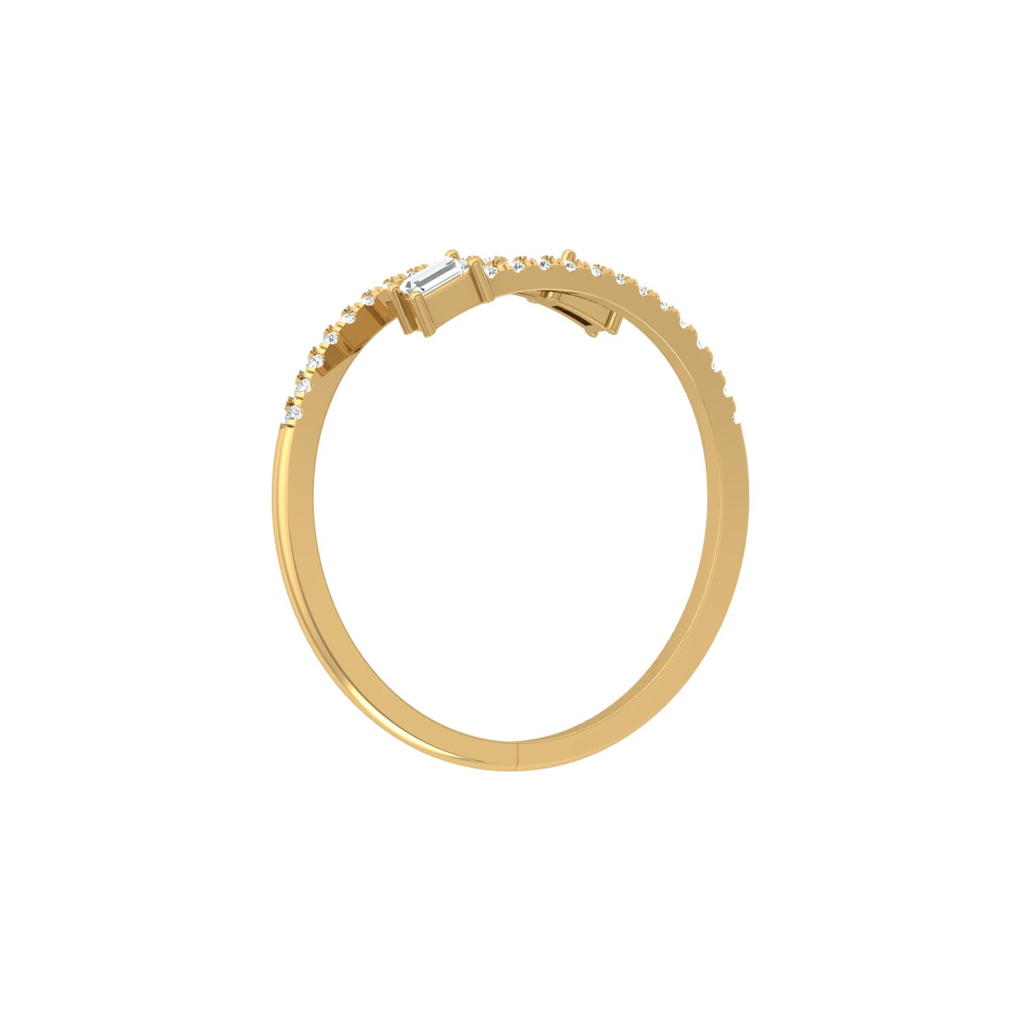 0.18 CT Baguette And Round Cut Open Cuff Engagement Ring For Women's