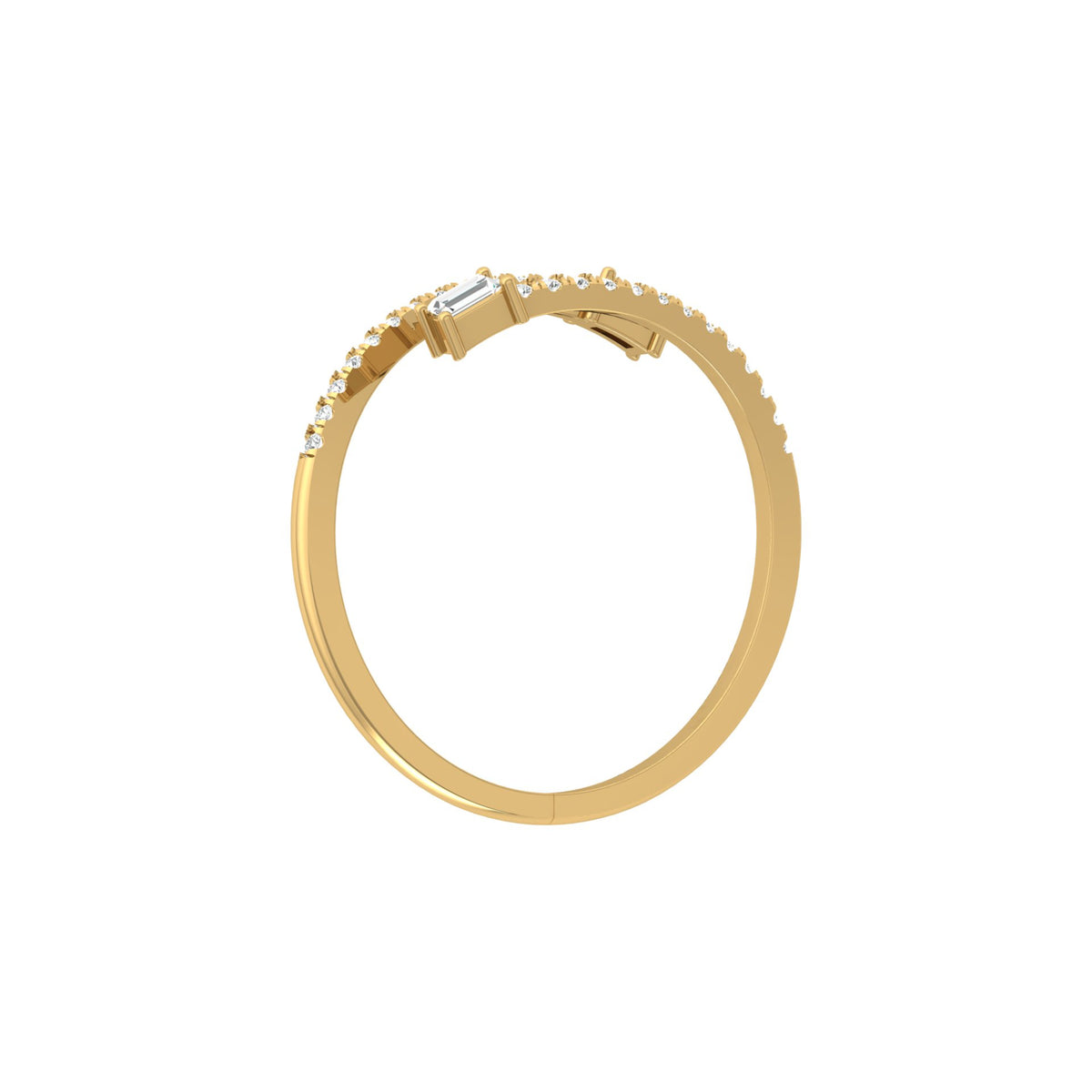 0.18 CT Baguette And Round Cut Open Cuff Engagement Ring For Women's - HIGHCARAT DIAMONDS
