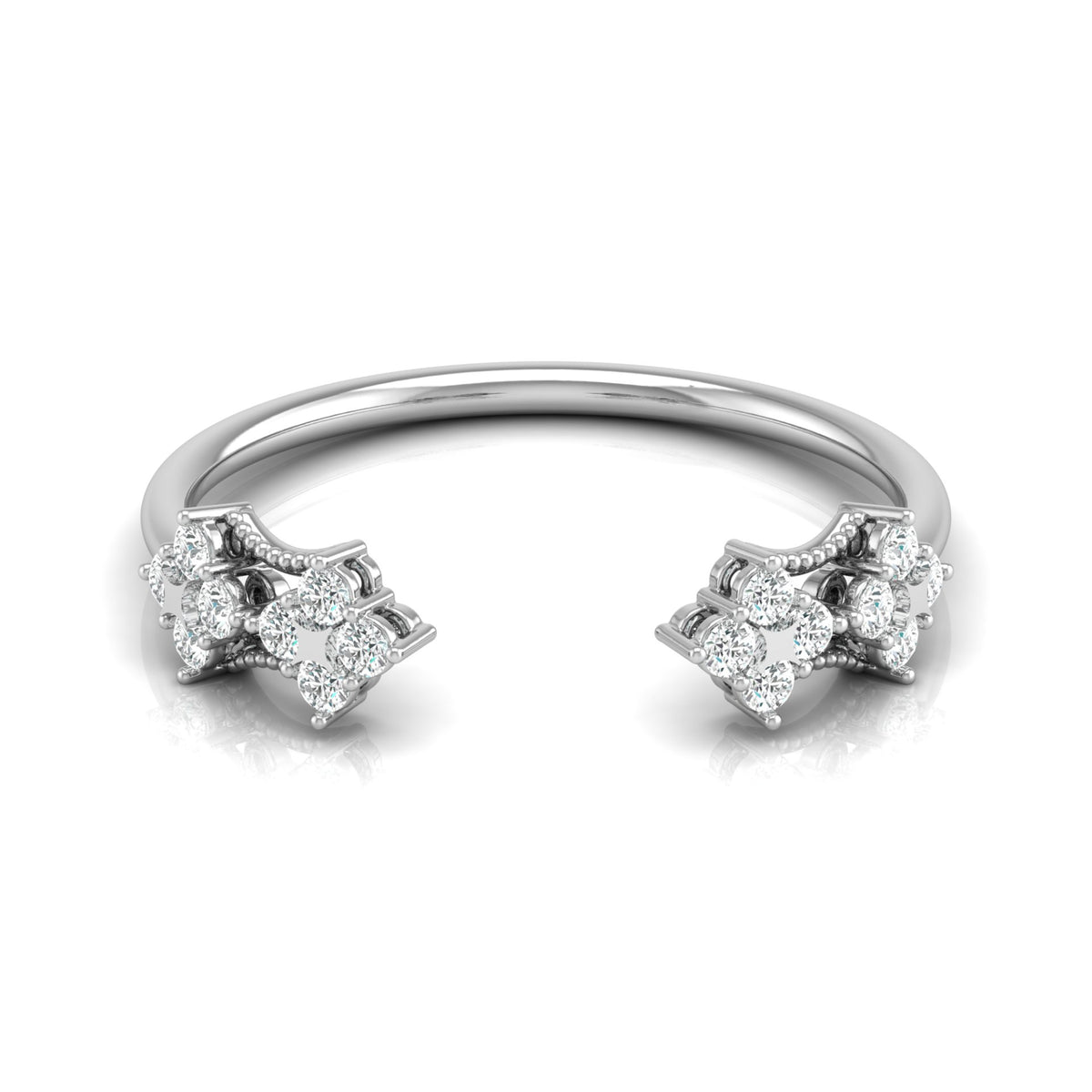 0.20 CT Round Diamond Open Cuff Ring Stylish Party Wear Ring for Women in Solid Gold - HIGHCARAT DIAMONDS