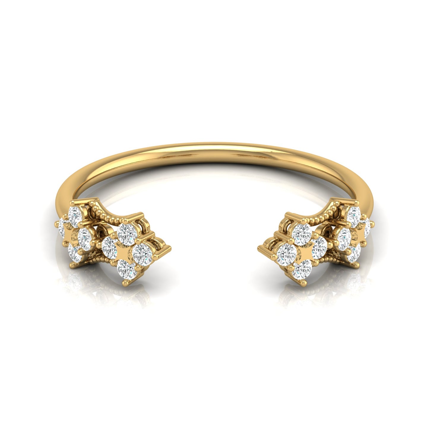 0.20 CT Round Diamond Open Cuff Ring Stylish Party Wear Ring for Women in Solid Gold - HIGHCARAT DIAMONDS