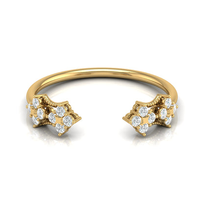 0.20 CT Round Diamond Open Cuff Ring Stylish Party Wear Ring for Women in Solid Gold - HIGHCARAT DIAMONDS