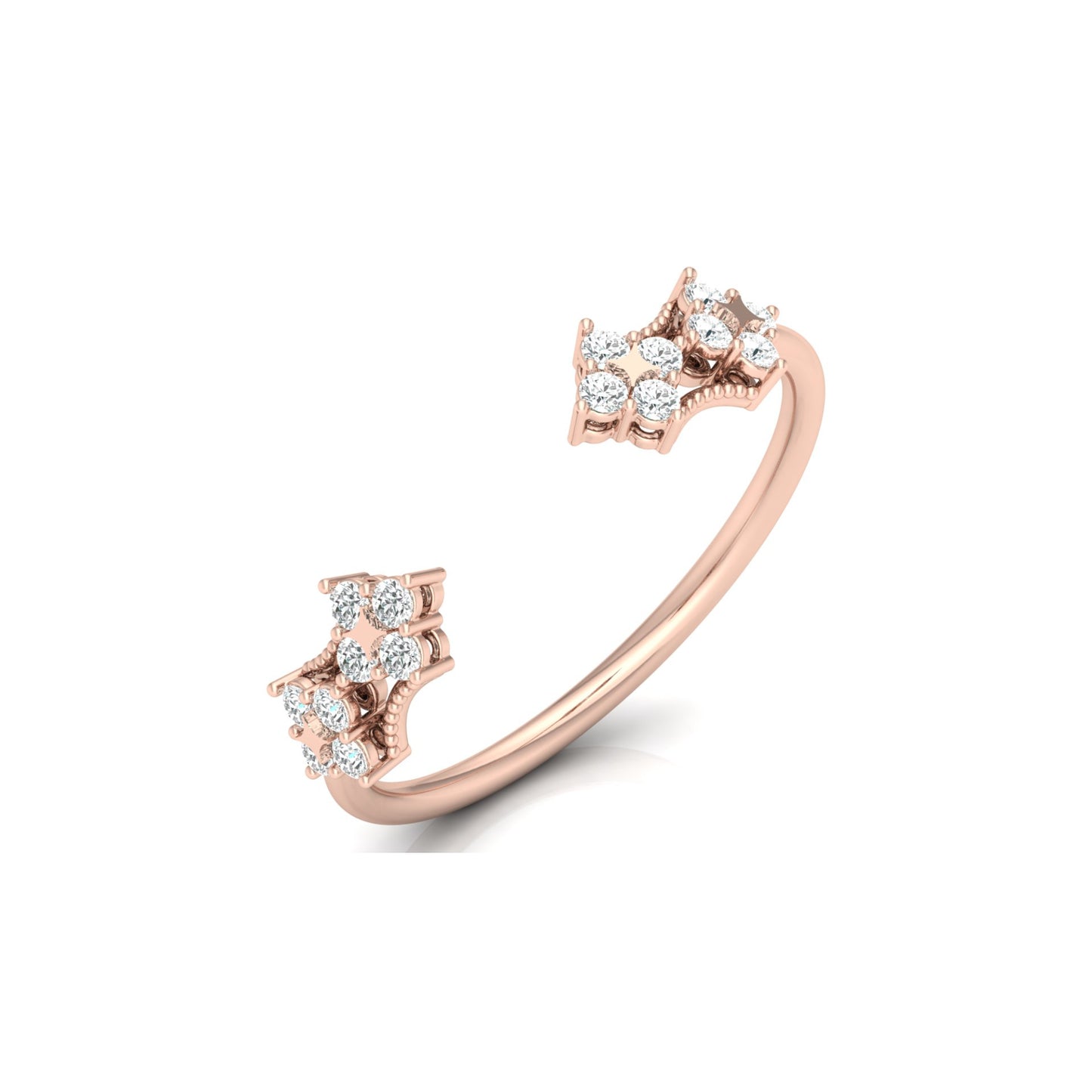 0.20 CT Round Diamond Open Cuff Ring Stylish Party Wear Ring for Women in Solid Gold - HIGHCARAT DIAMONDS