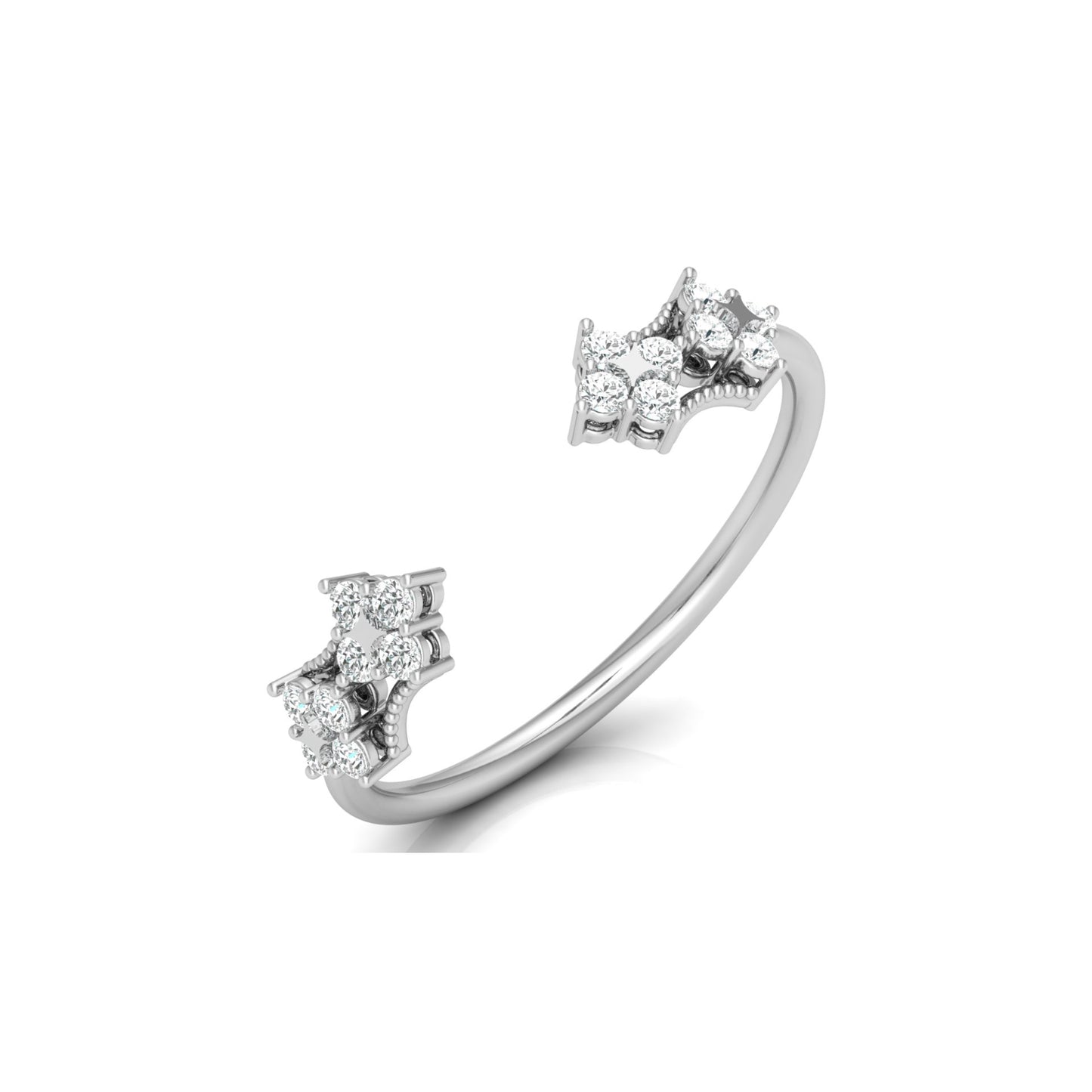 0.20 CT Round Diamond Open Cuff Ring Stylish Party Wear Ring for Women in Solid Gold - HIGHCARAT DIAMONDS