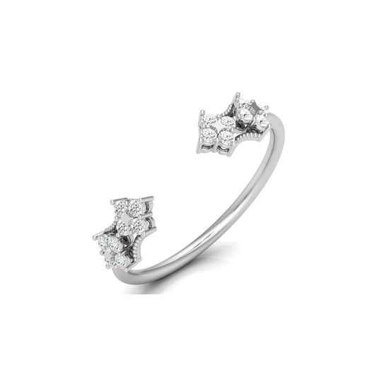 0.20 CT Round Diamond Open Cuff Ring Stylish Party Wear Ring for Women in Solid Gold