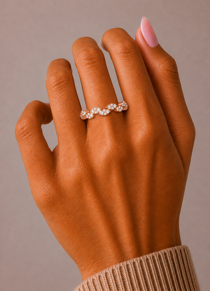 0.22 Carat Round Diamond Minimalist Wedding Band Ring Dainty Gold Ring for Her - HIGHCARAT DIAMONDS