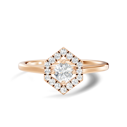 0.26 Ct Round Cut Lab-Grown Diamond Solitaire Halo Ring
