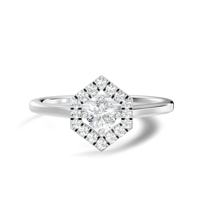 0.26 Ct Round Cut Lab-Grown Diamond Solitaire Halo Ring