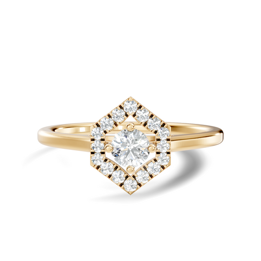 0.26 Ct Round Cut Lab-Grown Diamond Solitaire Halo Ring - HIGHCARAT DIAMONDS
