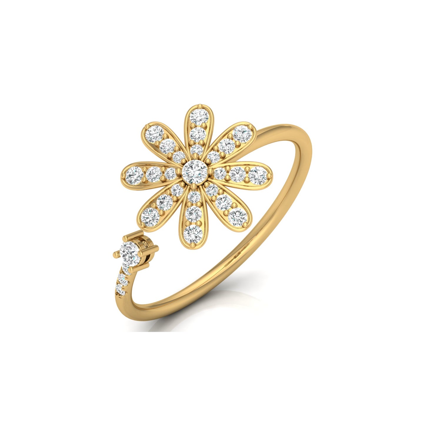 0.27 CT Rose Gold Floral Round Diamond Proposal Ring in 14 KT Gold - HIGHCARAT DIAMONDS