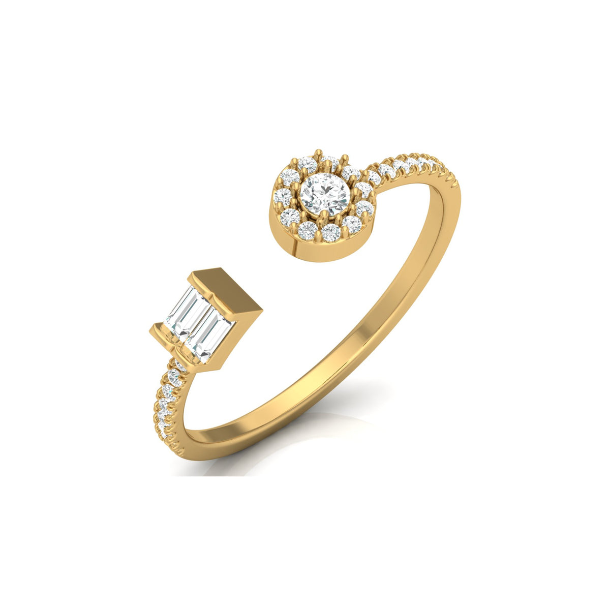 0.28 CT Pear & Round Cut Open Cuff Band Ring Mix & Match Modern Elegance - HIGHCARAT DIAMONDS